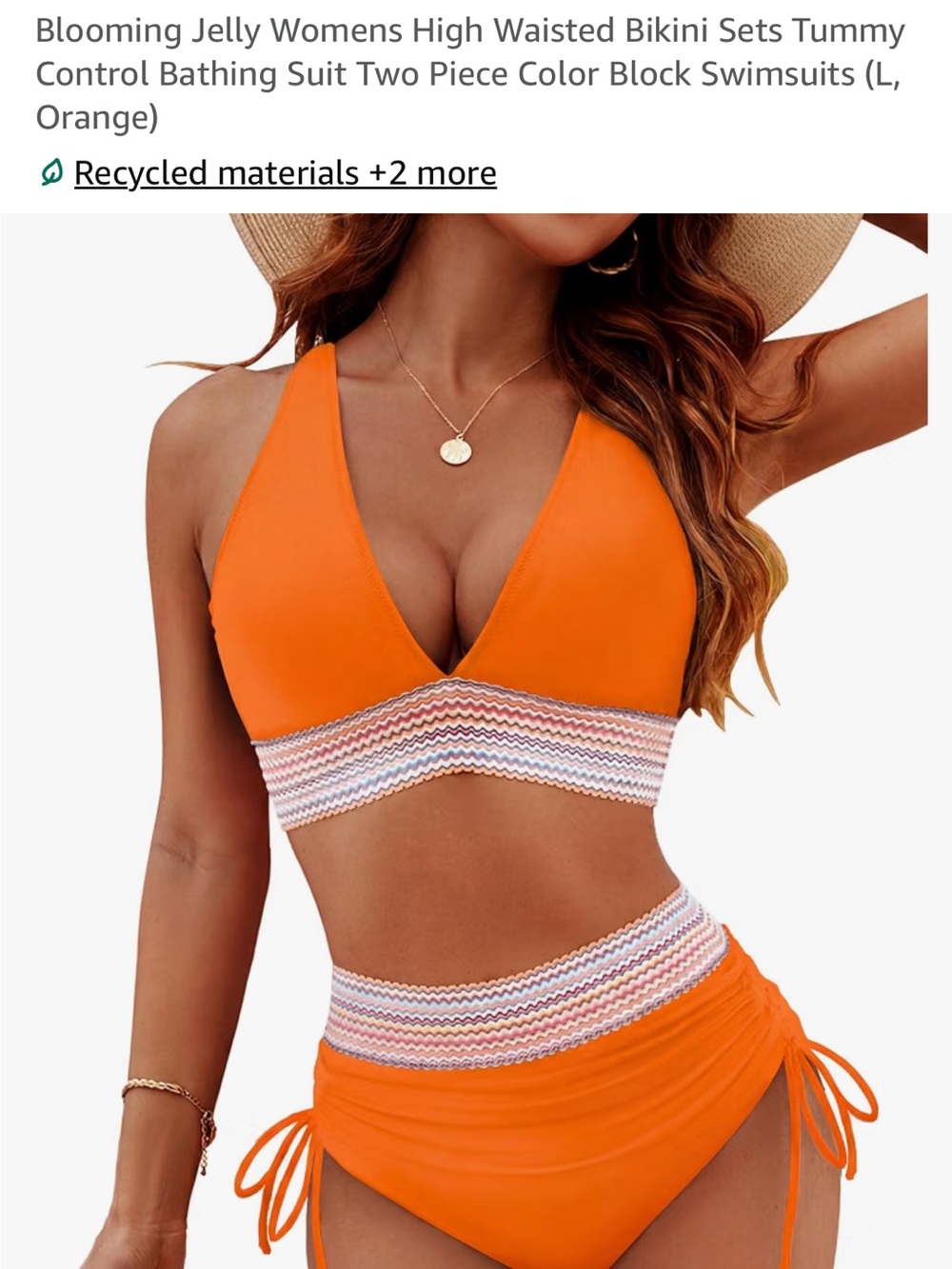 Blooming Jelly Orange V-Neck High-Waist Bikini Set